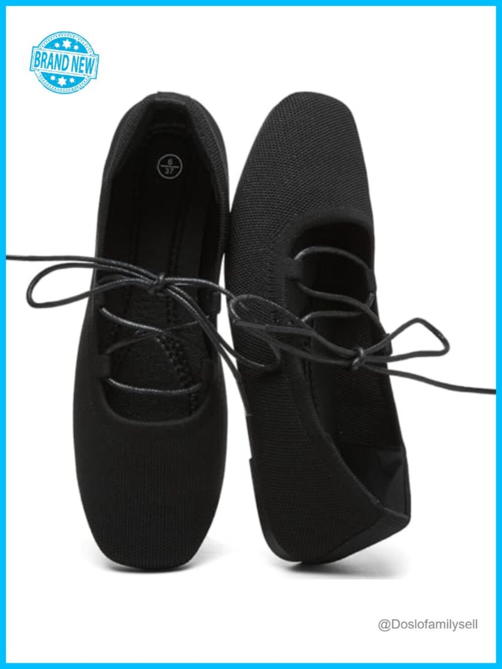 Ballet Flats Lace Up Mary Jane Square Toe Memory Foam Foldable